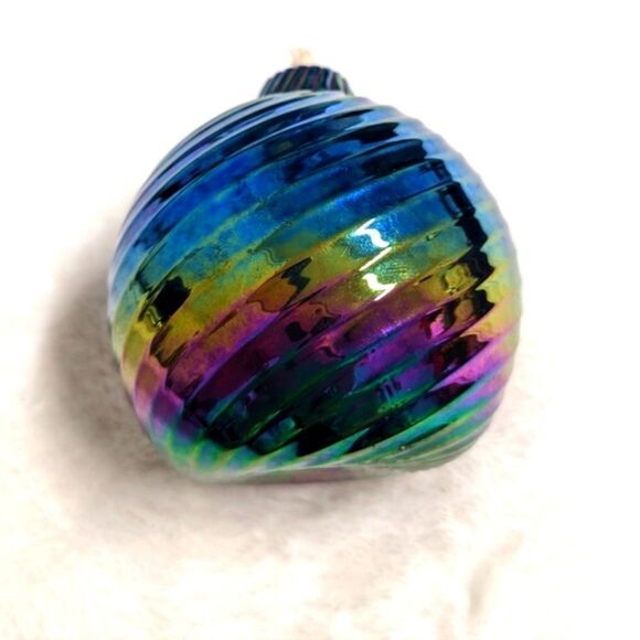 Vintage 1980's Artisan "Glass Eye Studio" Beautiful Iridescent Oil Fille… - Picture 6 of 9